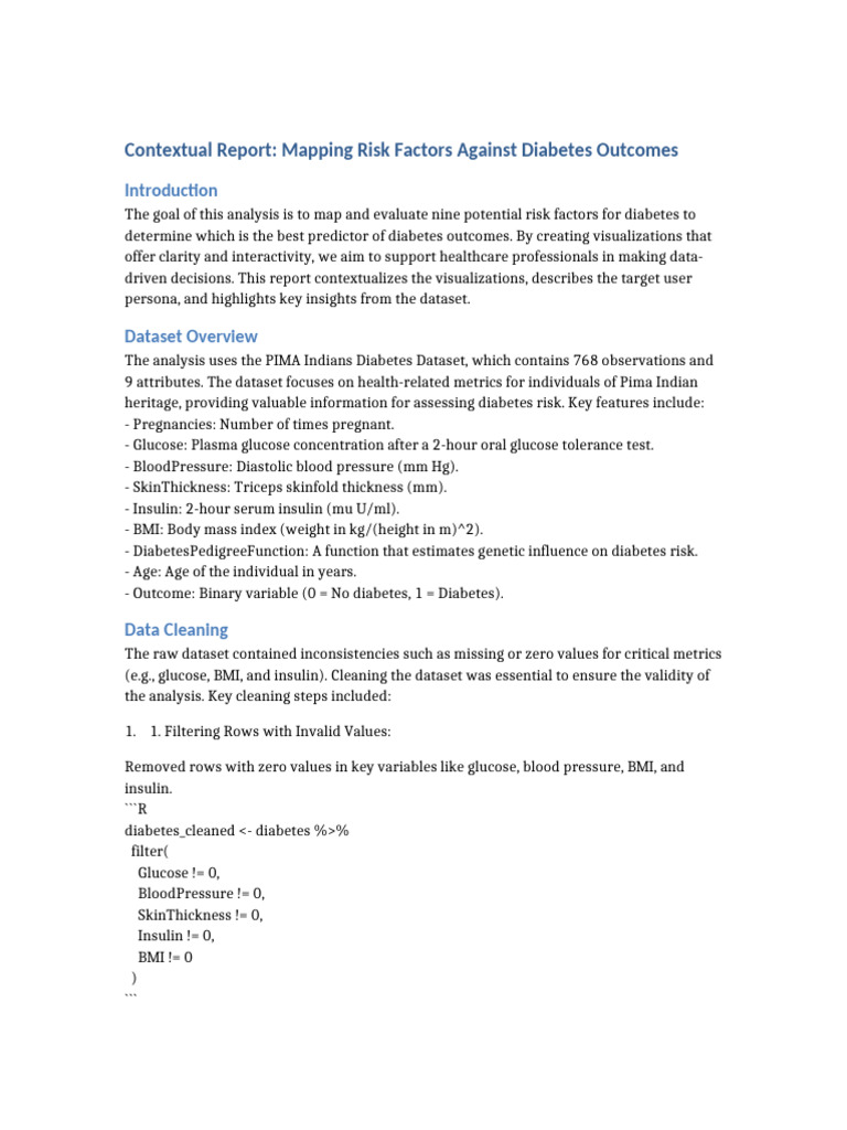 Diabetes Visualization Report Formatted | PDF | Diabetes | Body Mass Index