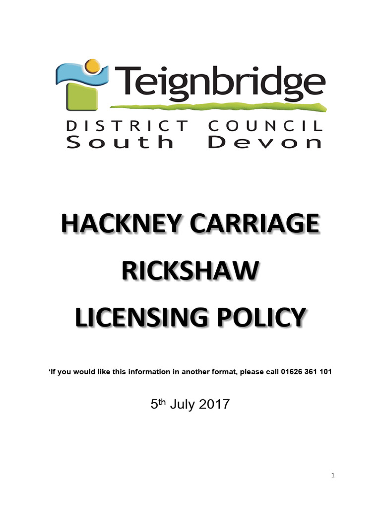 Hackney Carriage Rickshaw Licensing Policy | PDF | Driver's License ...