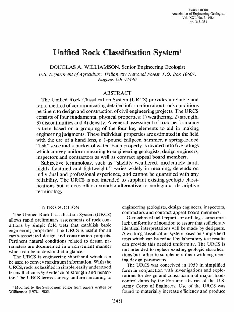 Williamson1984_UnifiedRockClassificationSystem(URCS) | PDF