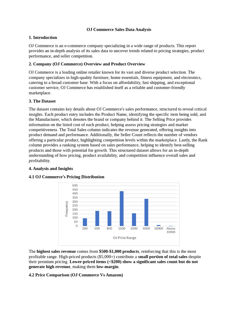 OJ Commerce Sales Data Analysis | PDF | Pricing | Product (Business)