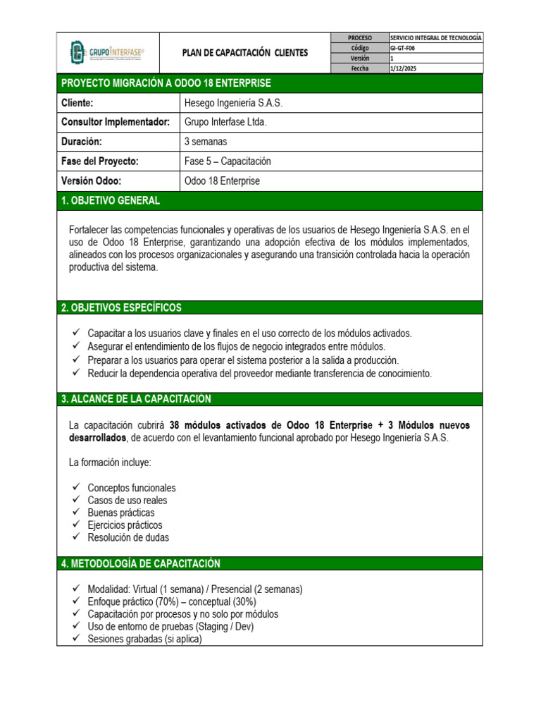 GI-GT-F06 Plan de Capacitación Clientes | PDF | Marketing | Business