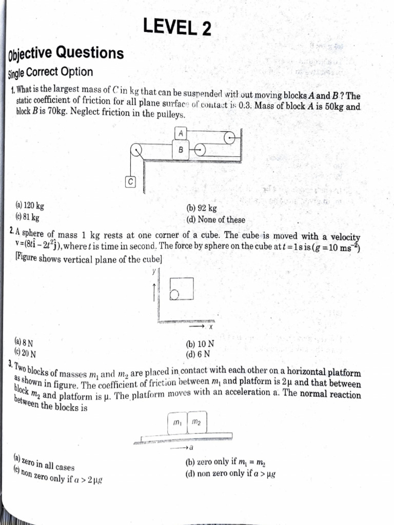 Laws of Motion Level 2 | PDF
