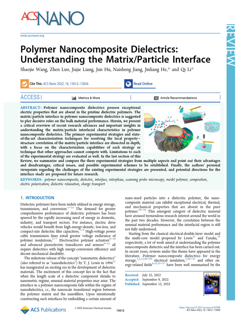 Polymer Nanocomposite Dielectrics Understanding The Matrix Particle ...