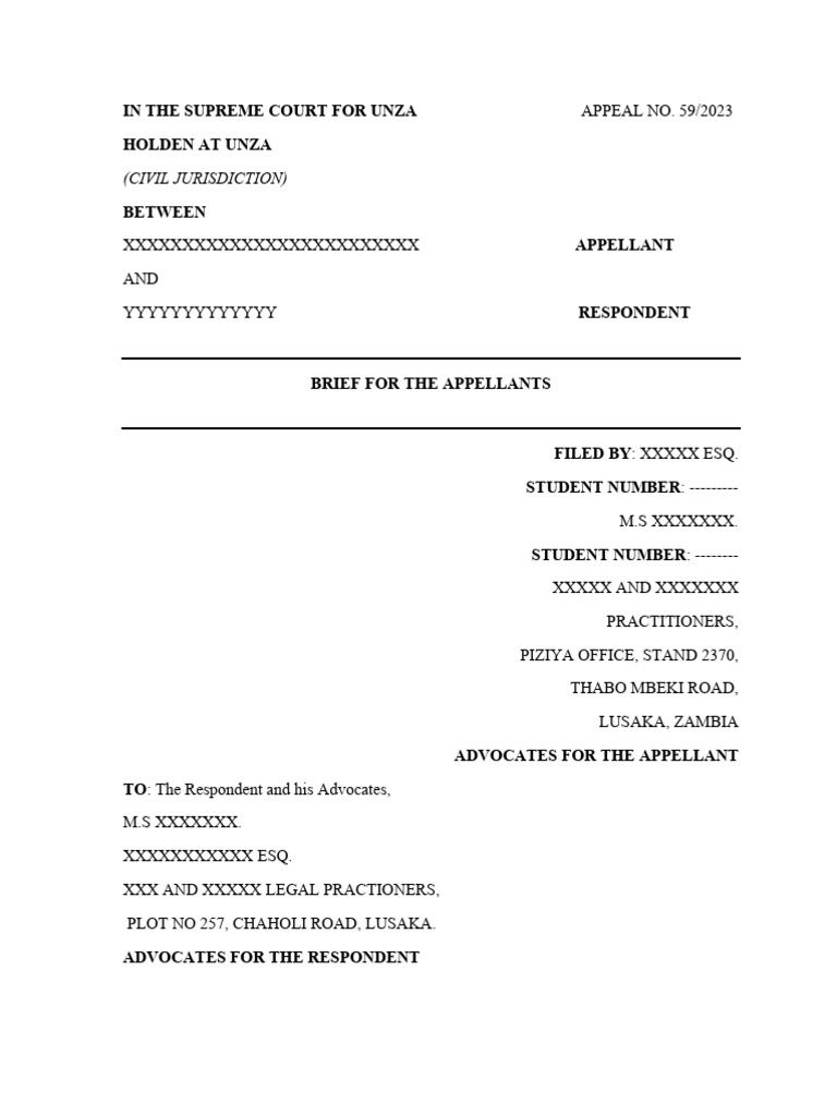 The Appellants' Brief Example | PDF | Appeal | Employment