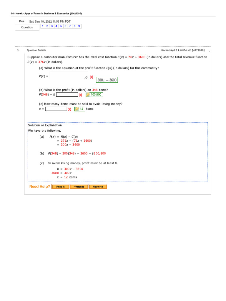 1.6 -Apps of Funcs in Business & Economics-Solution | PDF