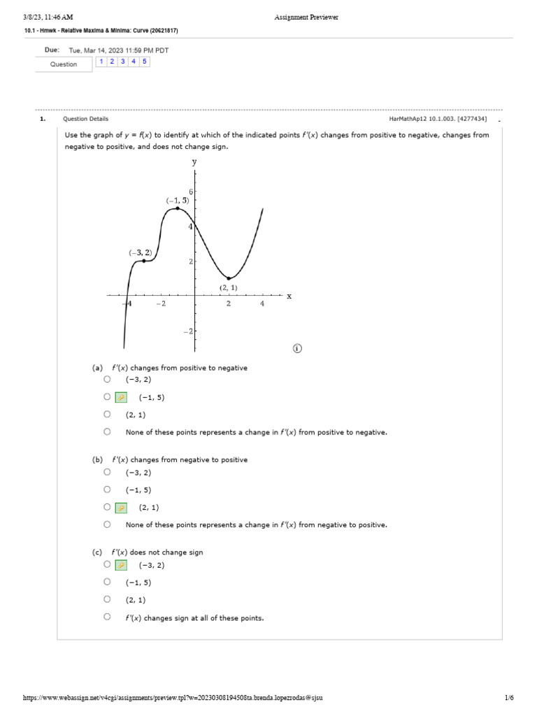 10.1 Relative Maxima & Minima Curve - SOLUTIONS | PDF | Function ...