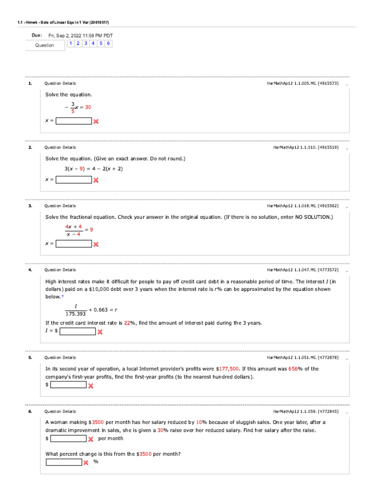 1.1- Sols of Linear Eqs in 1 Var | PDF