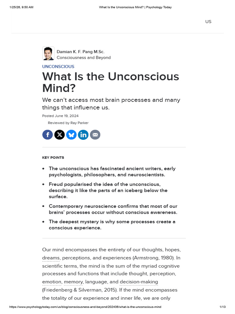 What is the Unconscious Mind_ _ Psychology Today | PDF | Unconscious ...