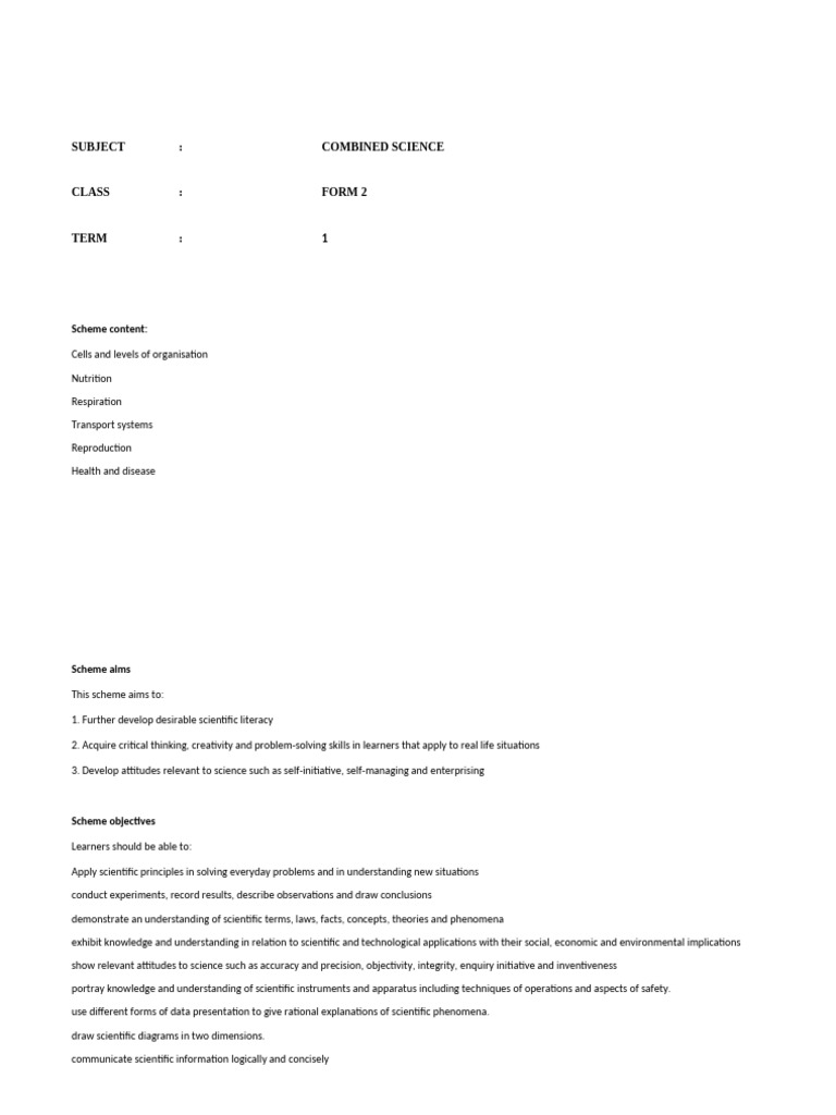 Form 2 Combined Science Sally | PDF | Reproductive System | Science