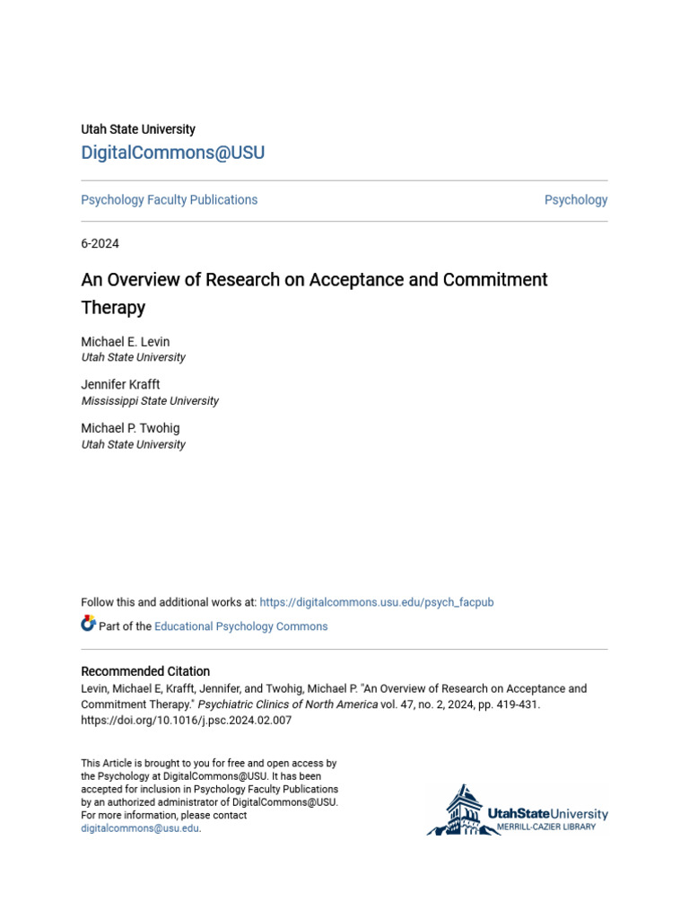 An Overview of Research On Acceptance and Commitment Therapy | PDF ...