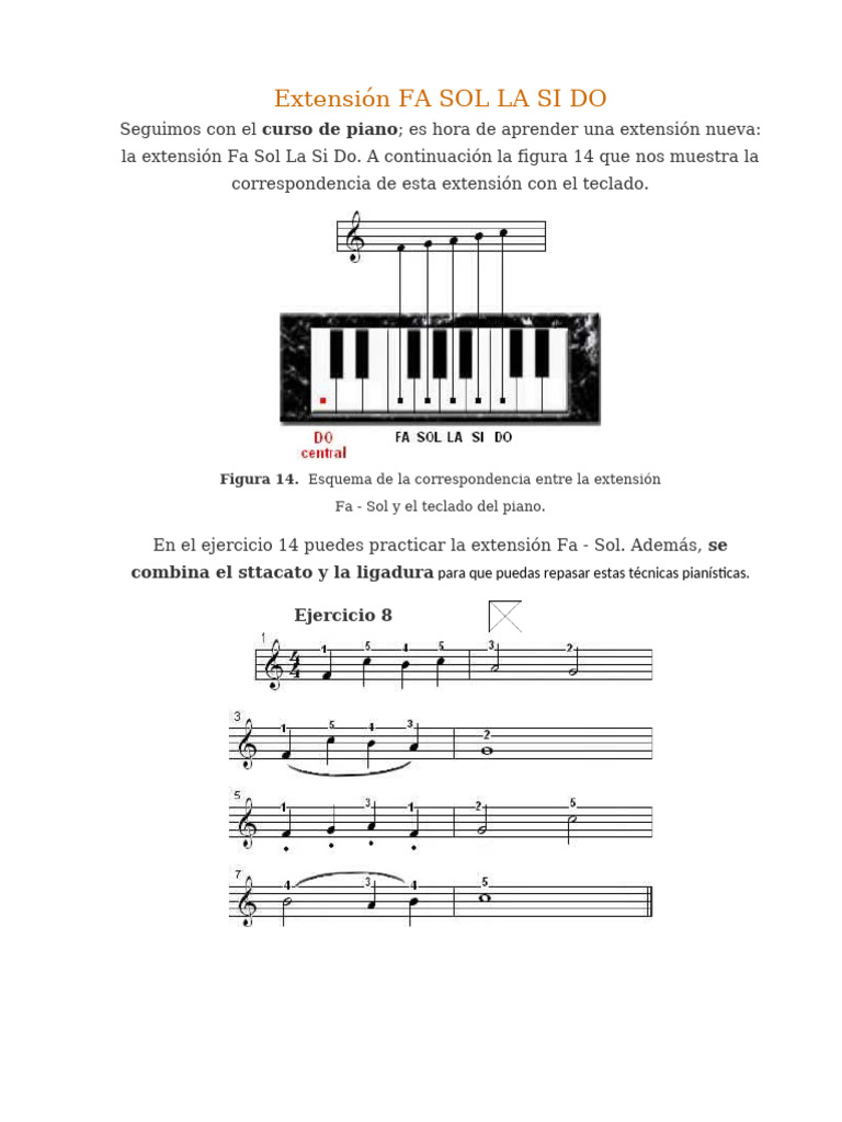 Extensión FA SOL LA SI DO | PDF | Teoría musical | Notación