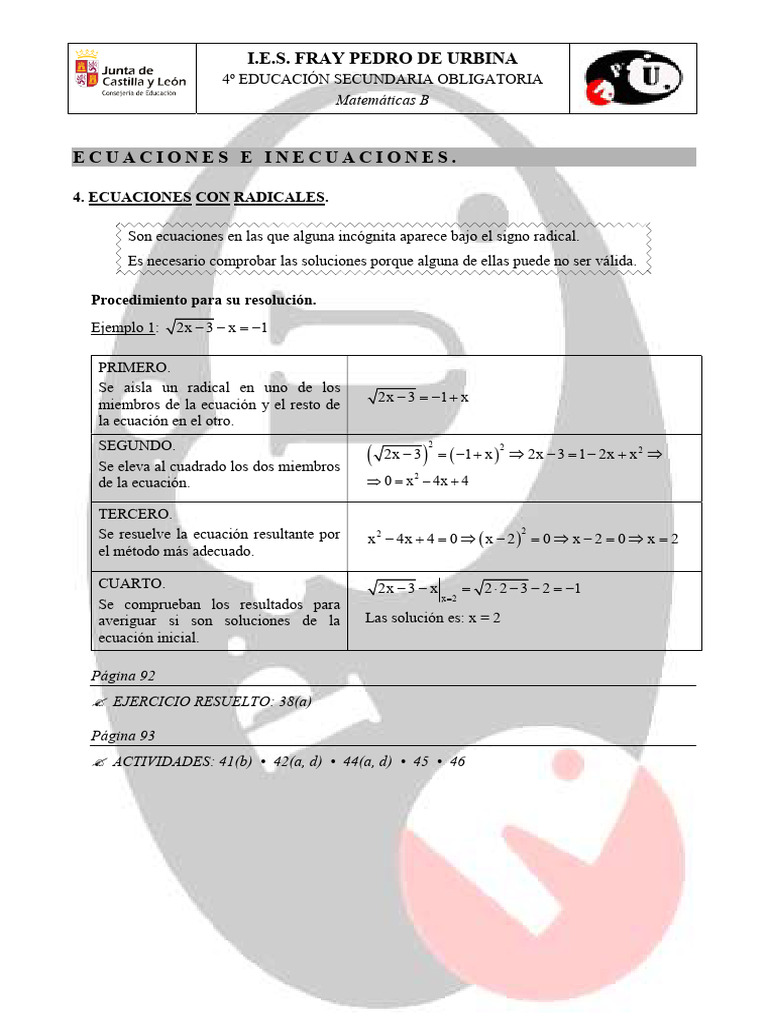 Ud04 Ecuaciones e Inecuaciones Apartado 4 | PDF | Ecuaciones | Matemáticas