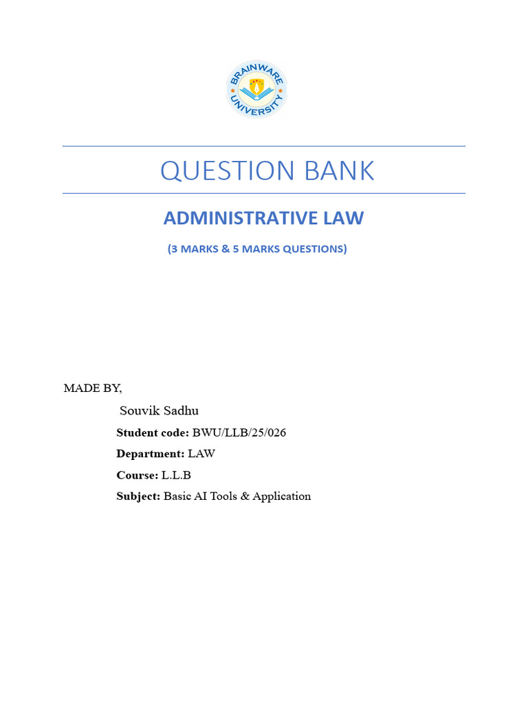 Administrative Law QUESTION BANK 1 | PDF | Administrative Law | Common Law