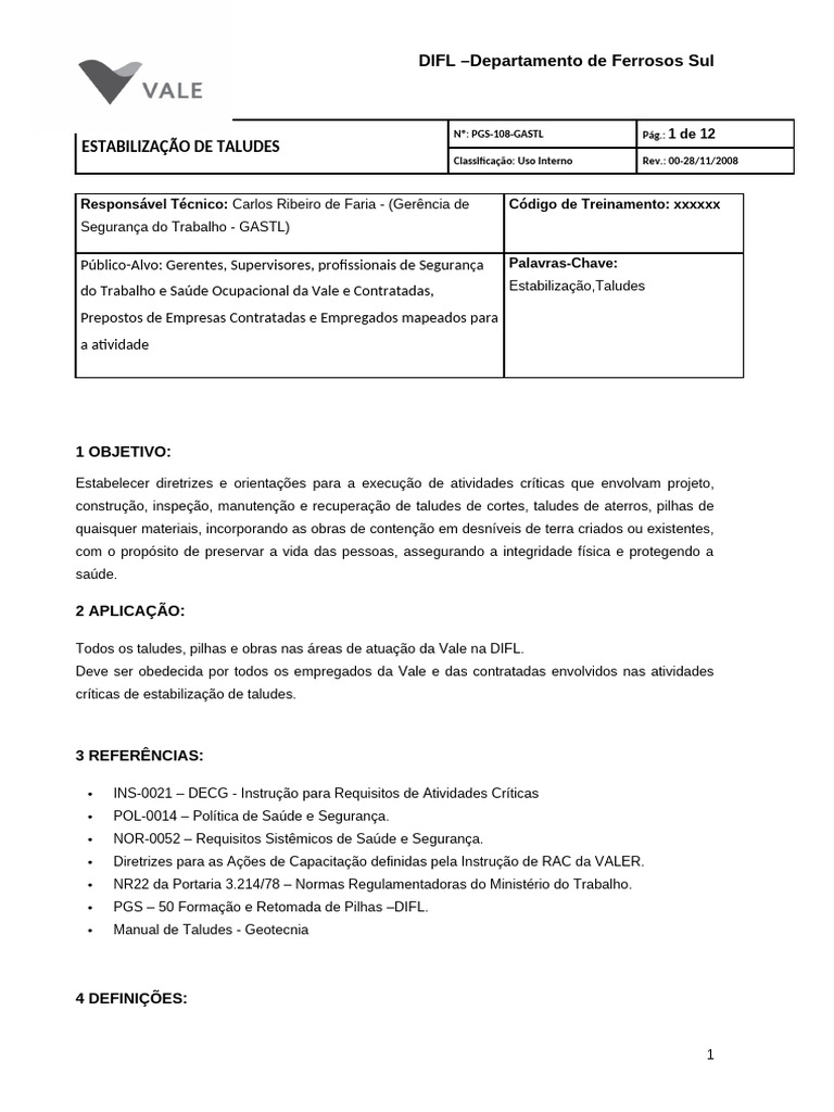 PGS-108-GASTL - DIFL- Estabilização de Taludes | PDF | Segurança e ...
