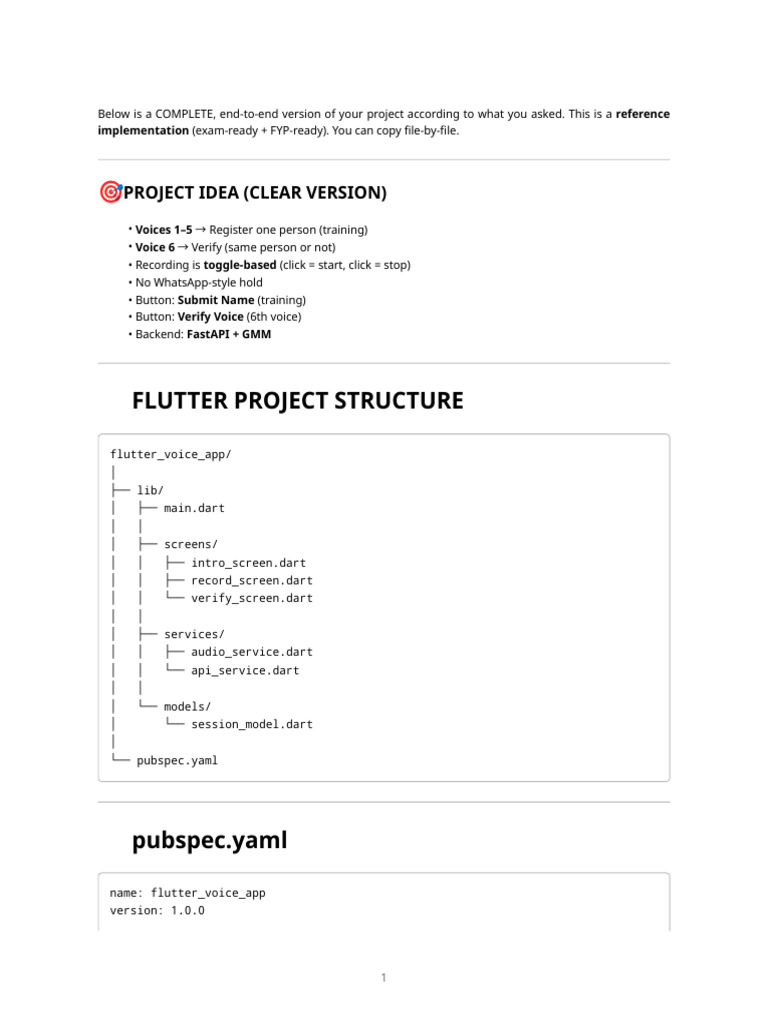 Flutter Voice Verification Project (Full Code) | PDF | Software | Computing