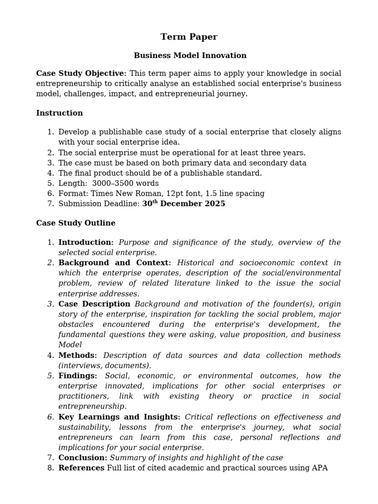 Term Paper - Business Model Innovation | PDF