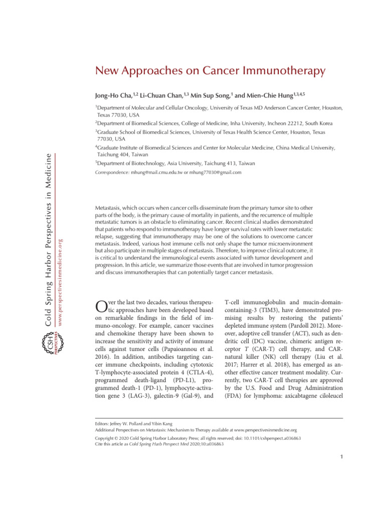 New Approaches on Cancer Immunotherapy | PDF | Immune System | Natural ...