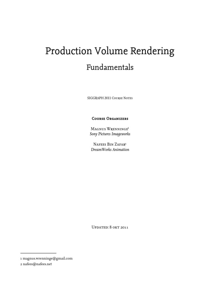 Volume Rendering Production Fundamentals 2011 | PDF | Rendering ...