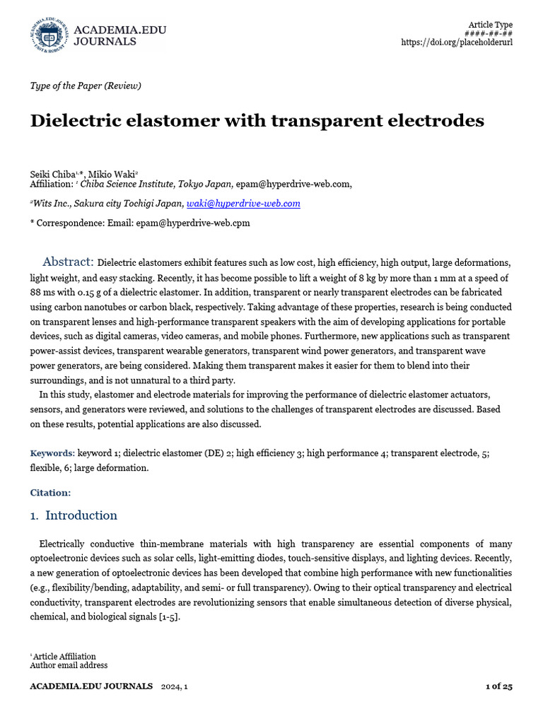 Dielectric Elastomer With Transparent El | PDF | Viscoelasticity ...