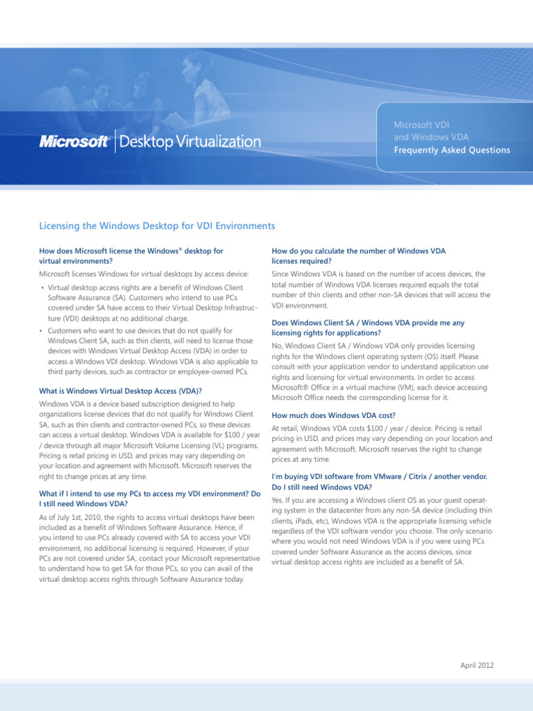 Microsoft Vdi and Vda Faq v3 0 | PDF
