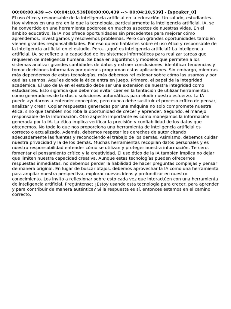 El Uso Tico y Responsable de La Inteligencia Artificial en Educacin ...