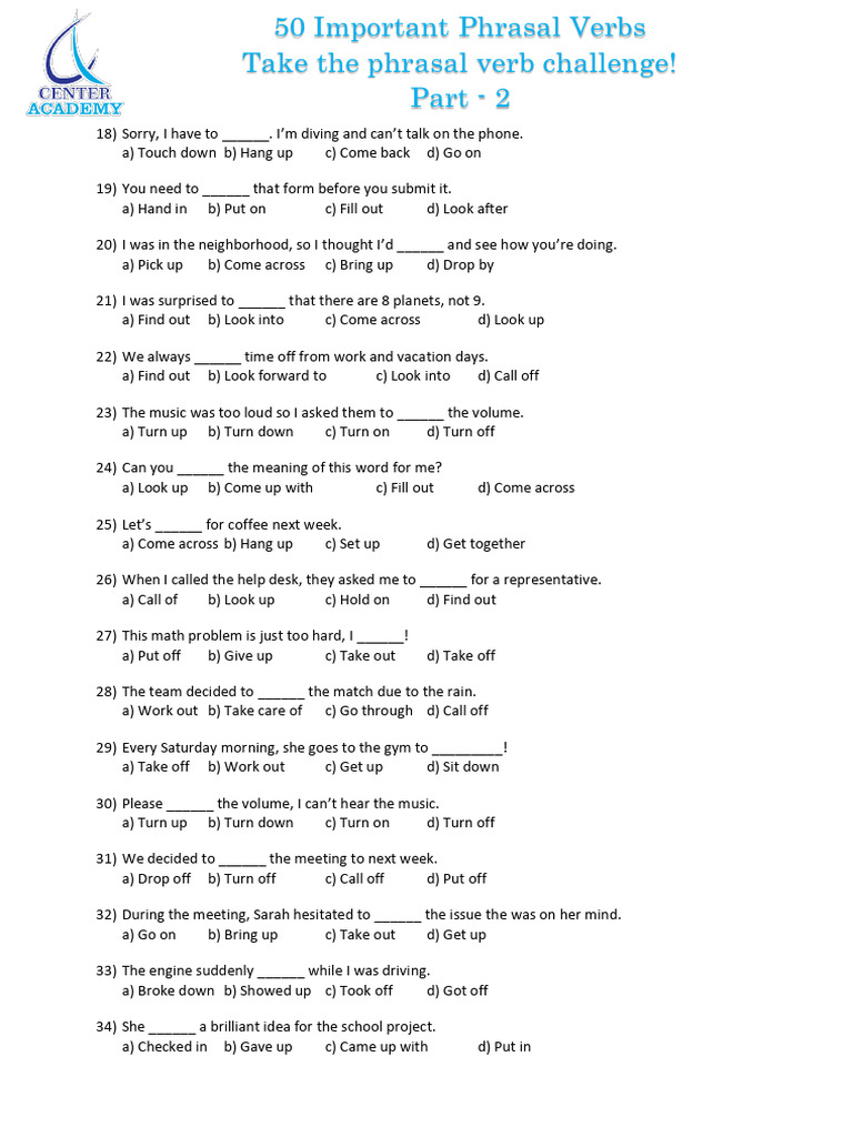 50 Phrasal Verbs - Part - 2 | PDF