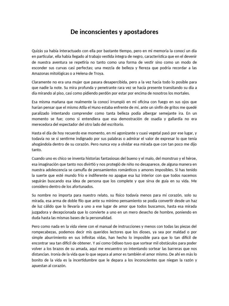 De Inconscientes y Apostadores | PDF | Amor