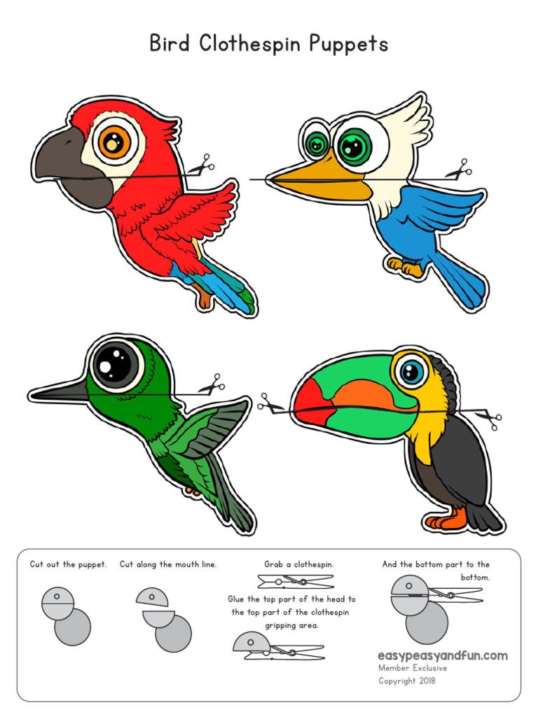 Birds Clothespin Puppets | PDF