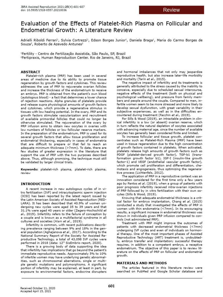 Evaluation of the Effects of Platelet-Rich Plasma on Follicular and ...