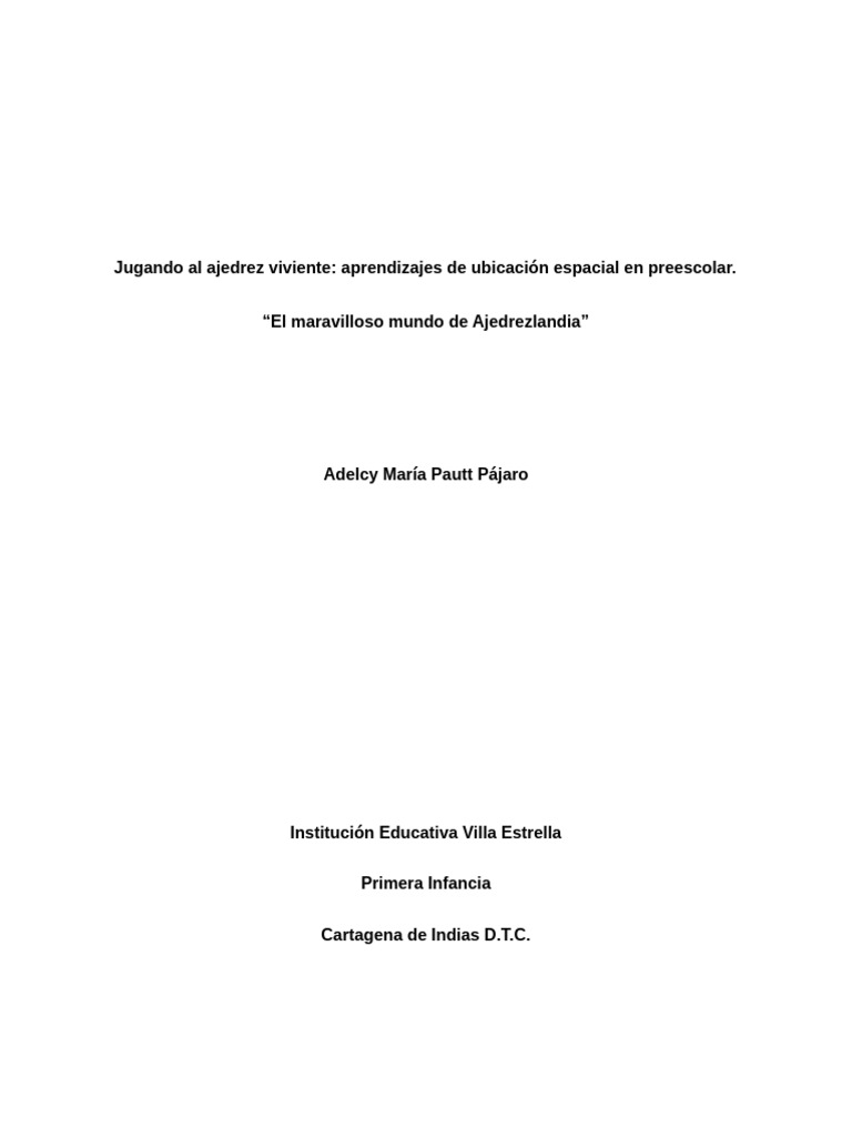 Ajedrez | PDF | Educación de la primera infancia | Aprendizaje