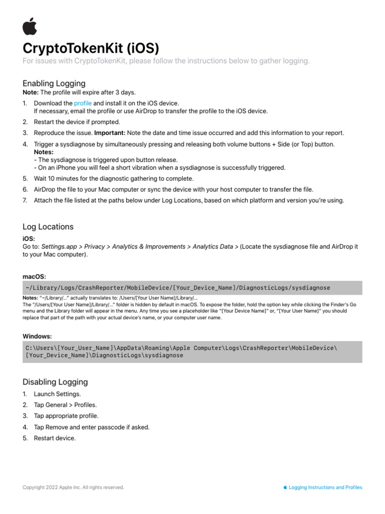 CryptoTokenKit Logging Instructions | PDF