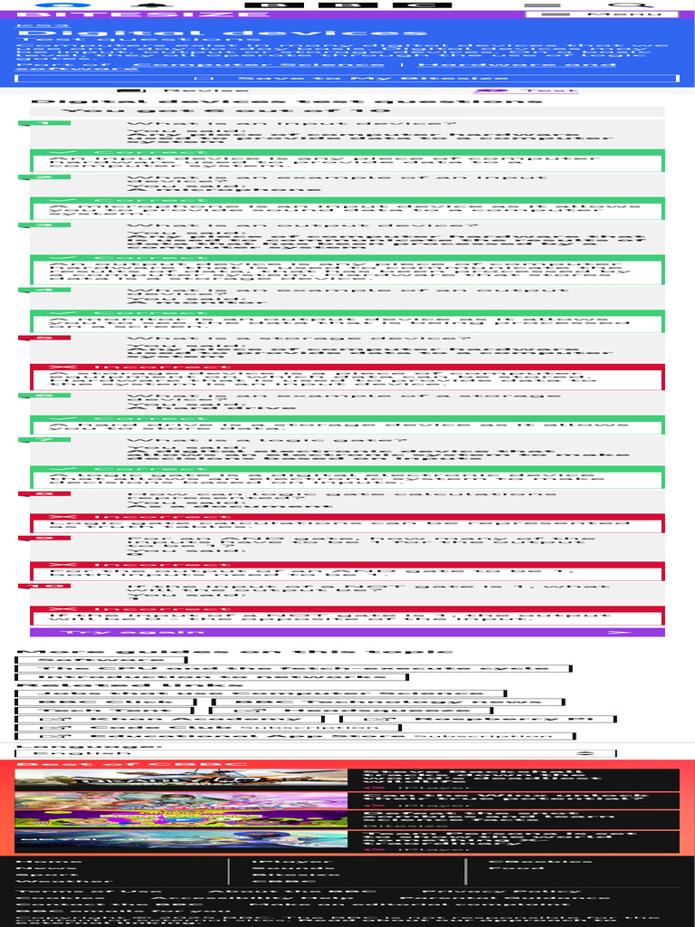 Digital Devices Test Questions - KS3 Computer Science - BBC Bitesize ...