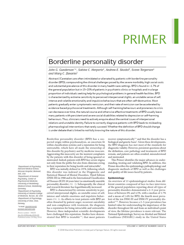 Borderline Personality | PDF | Borderline Personality Disorder | Mental ...