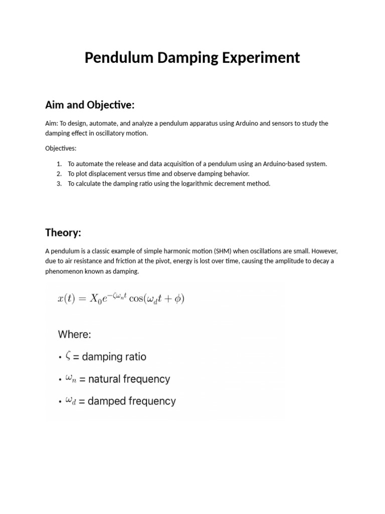 Pendulum Damping Experiment | PDF