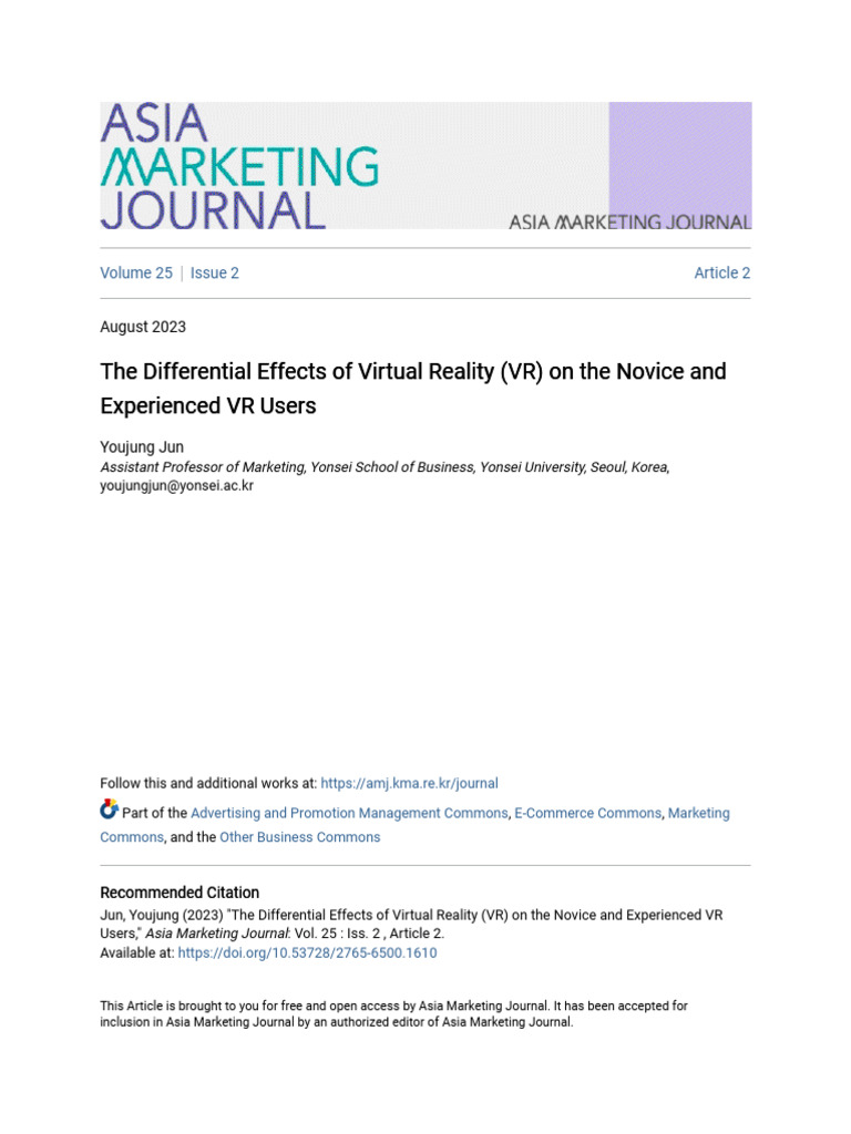The Differential Effects of Virtual Reality (VR) on the Novice An | PDF ...