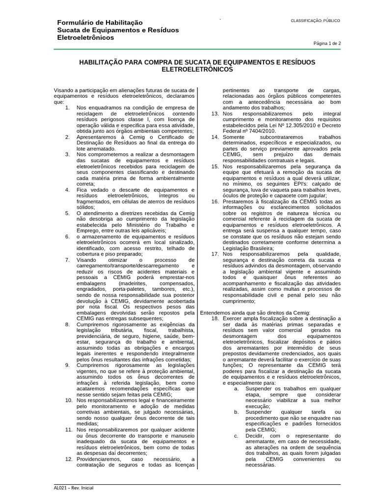 5 Formulario de Habilitacao Sucata de Equipamentos e Residuos ...