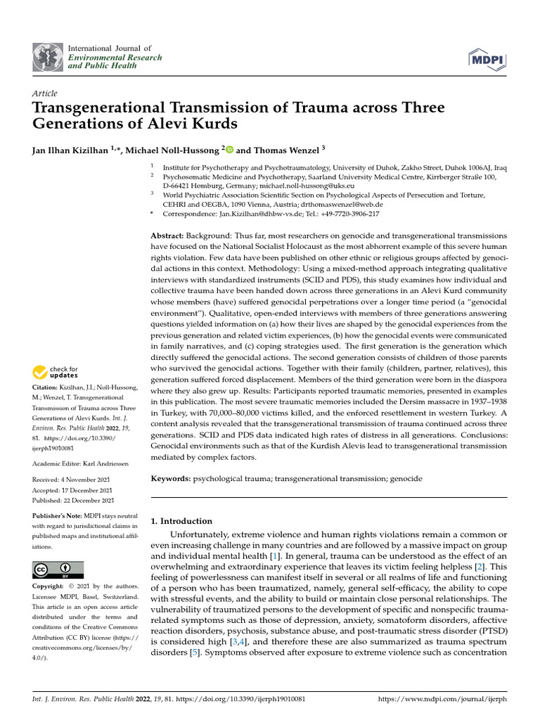 Transgenerational Transmission of Trauma Across Three Generations of ...