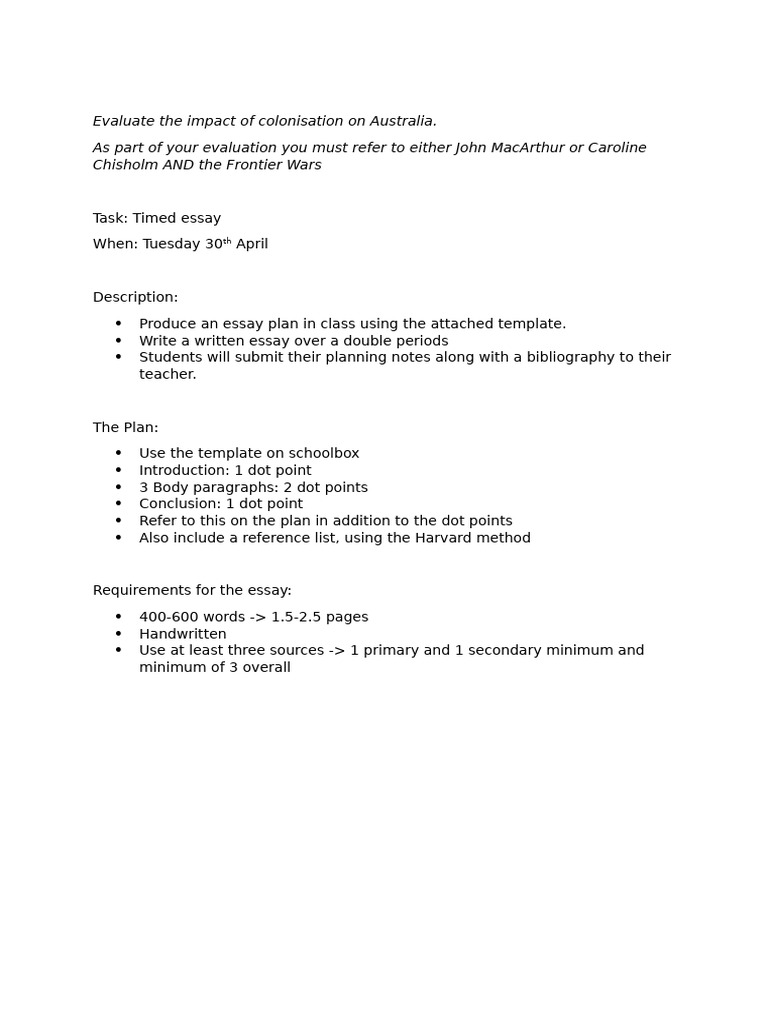 Year 9 Essay Task Description | PDF