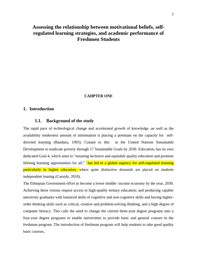 Desertation Proposal Riff | PDF | Self Efficacy | Metacognition