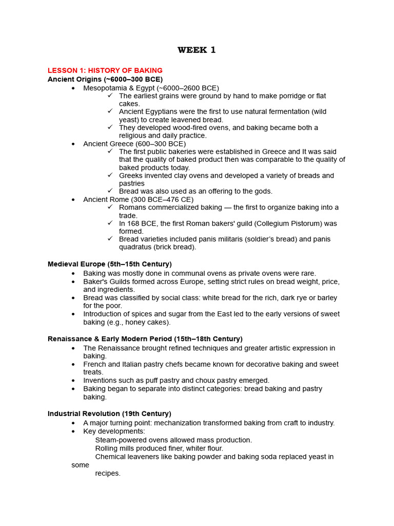 Week 1 - Bakery Operations | PDF | Baking | Cakes