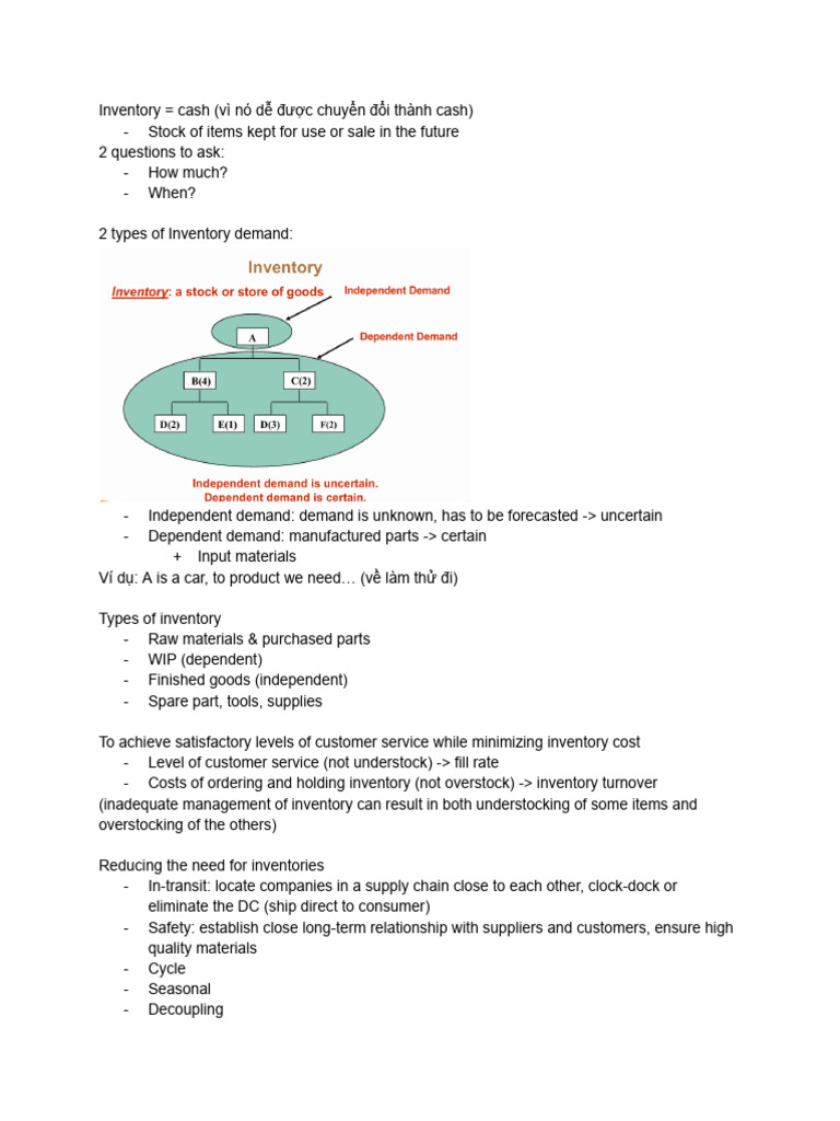 OM - in-class note chap 5 | PDF | Inventory | Supply Chain
