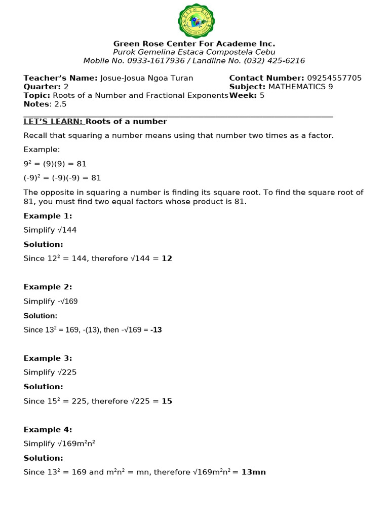 Mathematics 9 Modular Q2 Week 5 | PDF | Mathematical Concepts | Mathematics