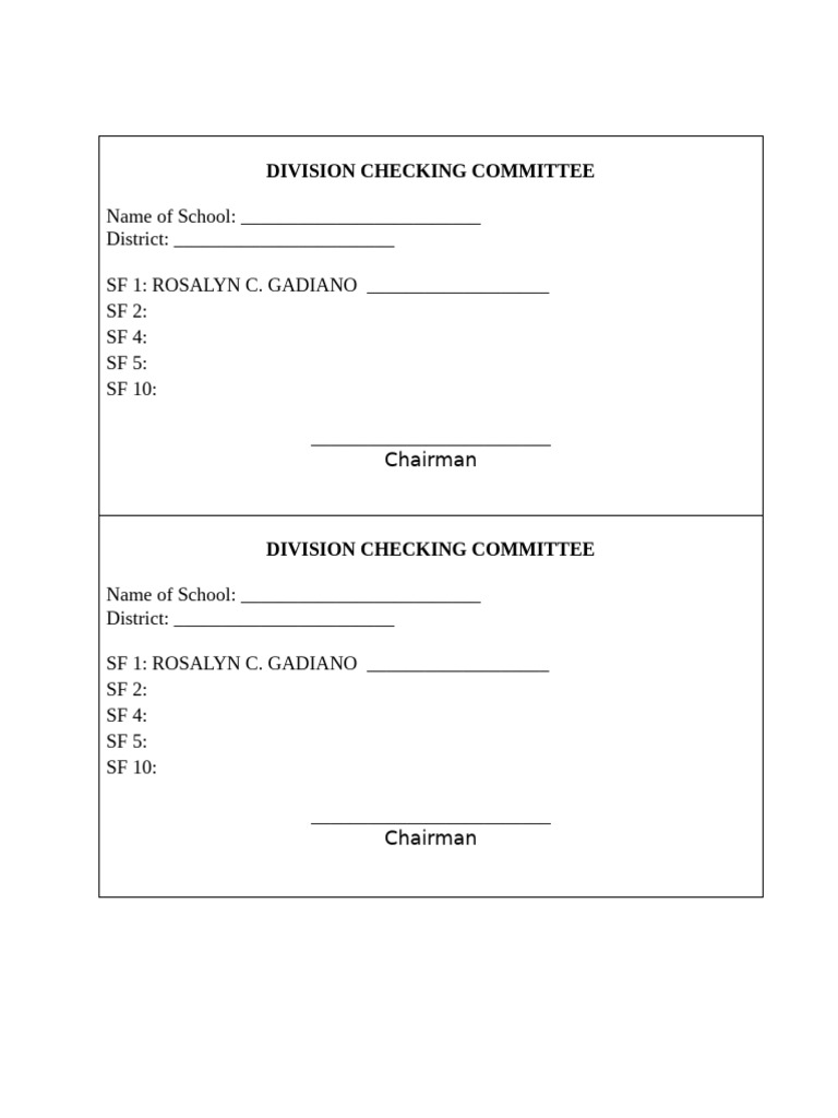 Division Checking Committee | PDF