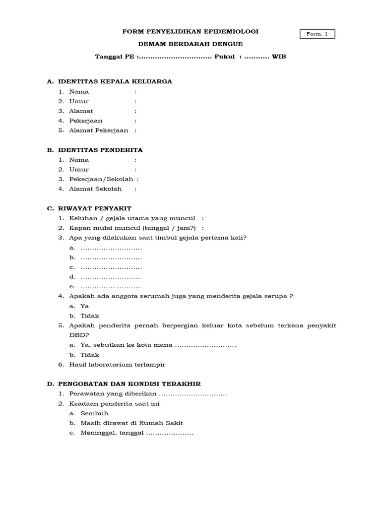 Form Penyelidikan Epidemiologi DBD Compress | PDF