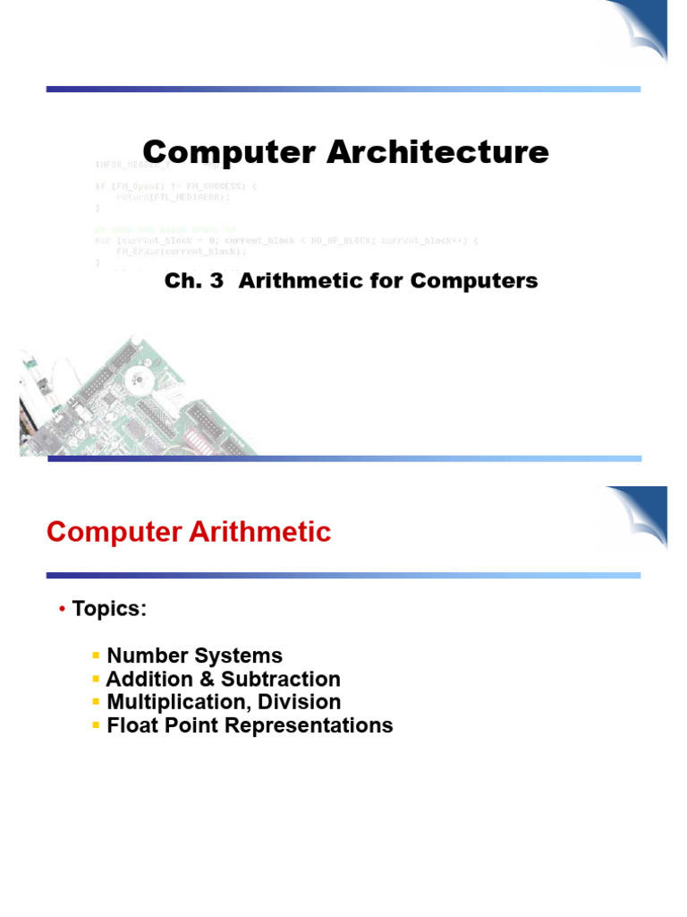 컴퓨터구조론 - Ch3 Arithmetic for Computers | PDF | Division (Mathematics ...