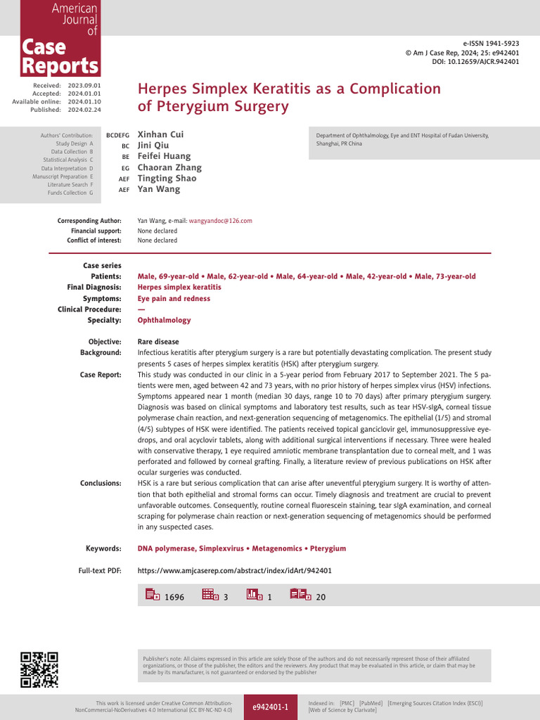 Herpes Simplex Keratitis | PDF | Diseases And Disorders | Ophthalmology