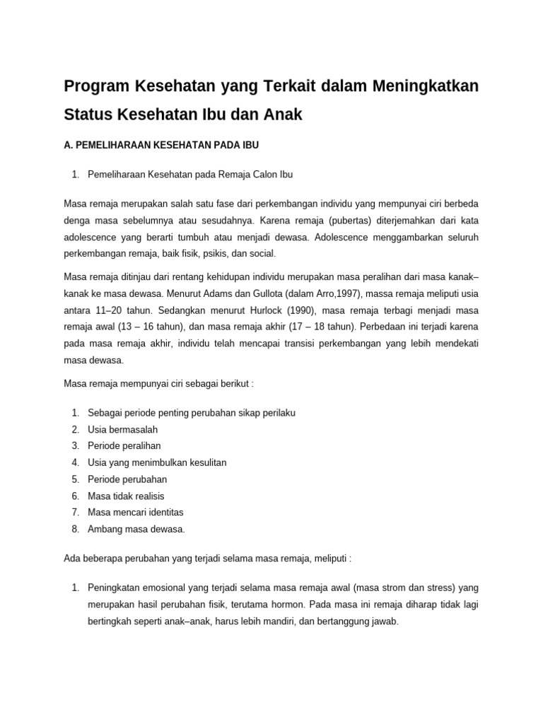 Program Kesehatan Yang Terkait Dalam Meningkatkan Status Kesehatan Ibu ...