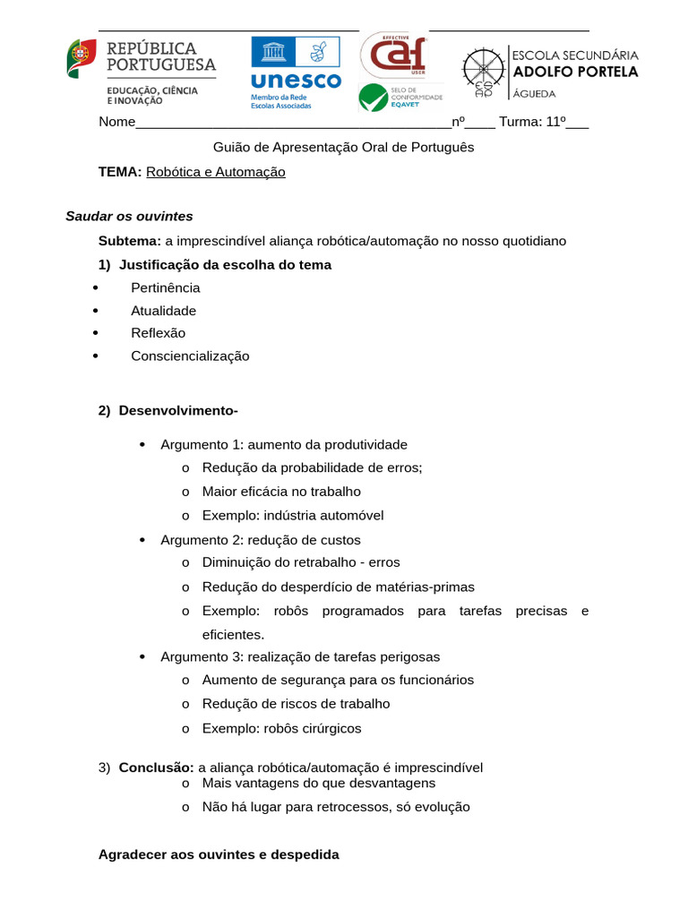 Guiao Modelo | PDF