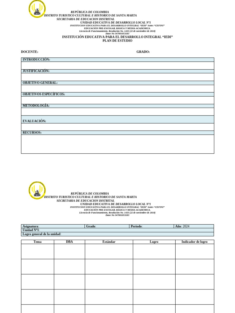 Formato Plan de Estudio | PDF