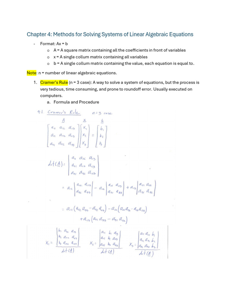 Part 2 Review Sheet For ME 32200 (Numerical Methods) | PDF | Matrix ...